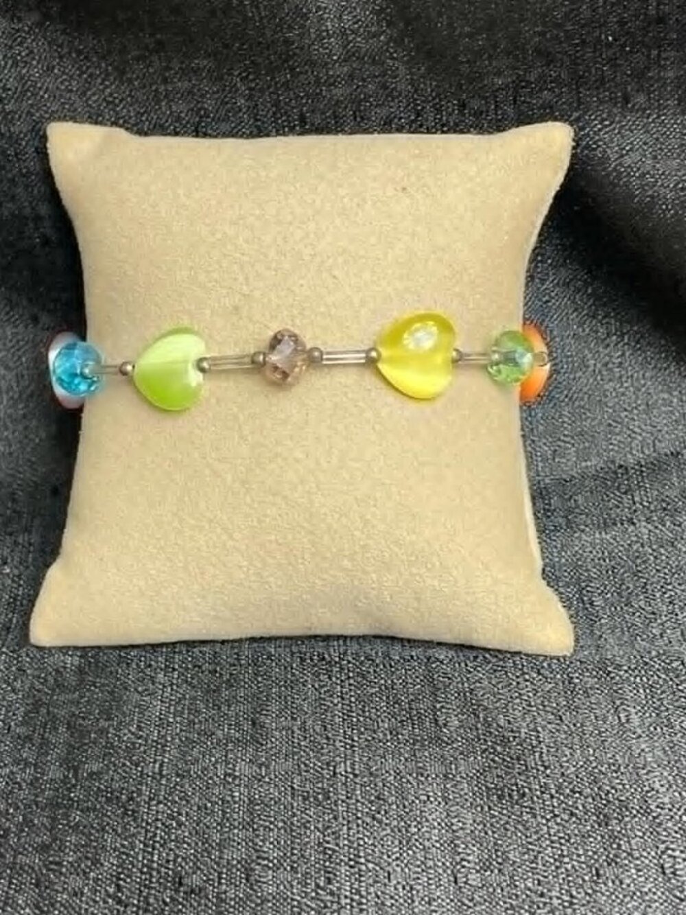 Sterling Silver Cats Eye Gem Heart Bracelet